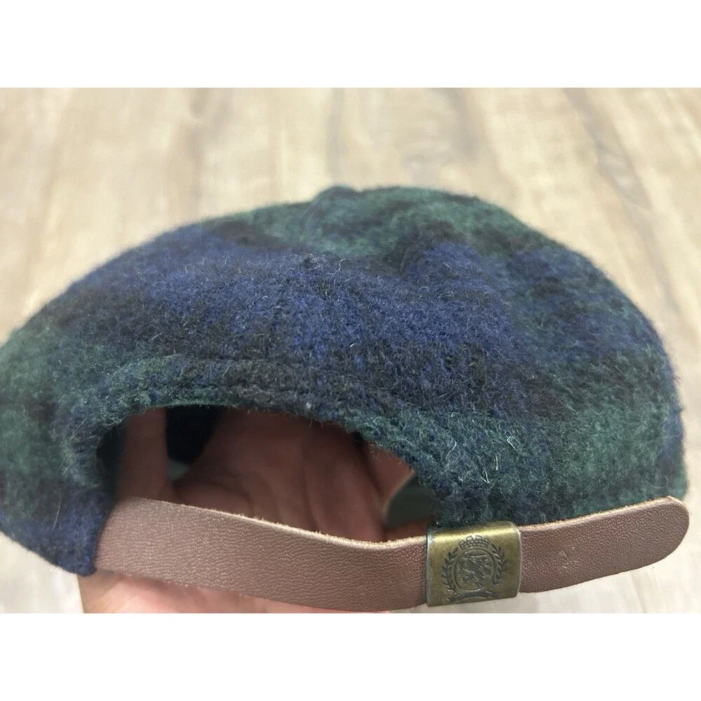 Vintage Stetson Country Wool Plaid Leather Strapback Hat Cap Blackwatch USA